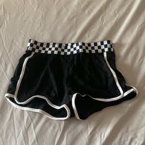 Black Shorts With Checkered Waistband